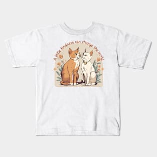 A little kindness can change the world-Boho Cat Motivational Kids T-Shirt